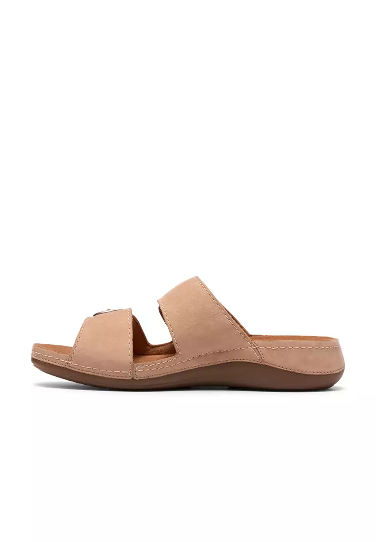 Womens Cecily Step Flat Sandals - Beige Nubuck