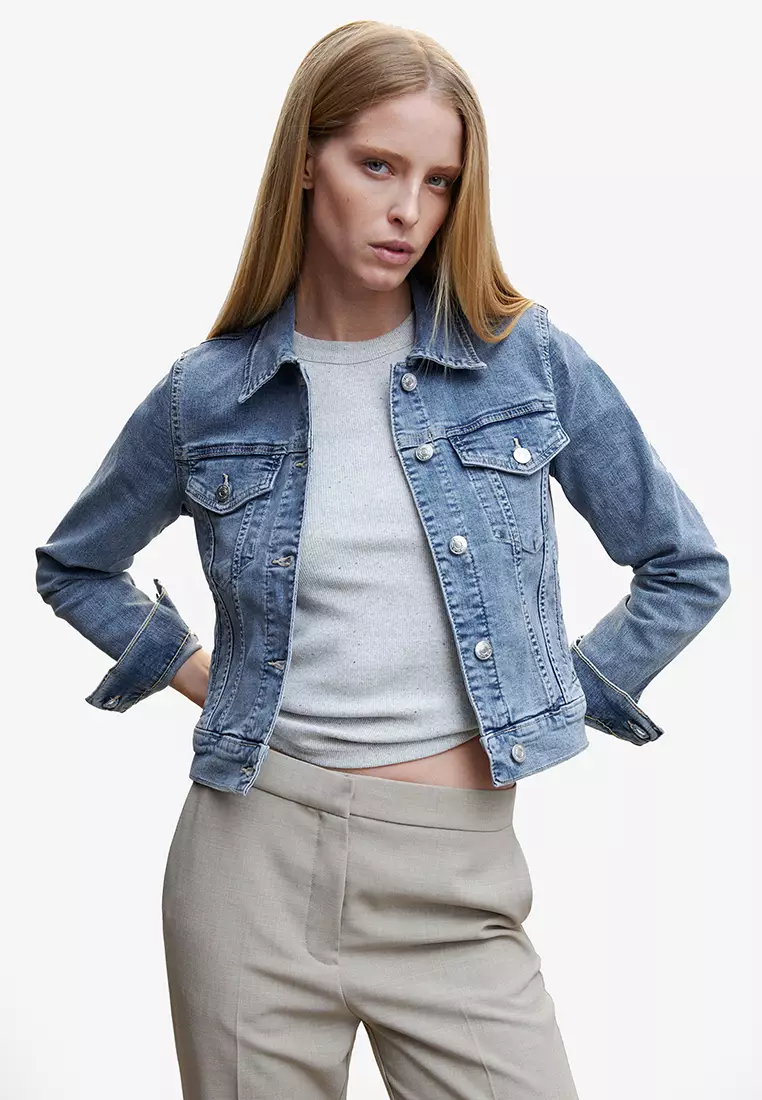 Cropped denim jean jacket clearance