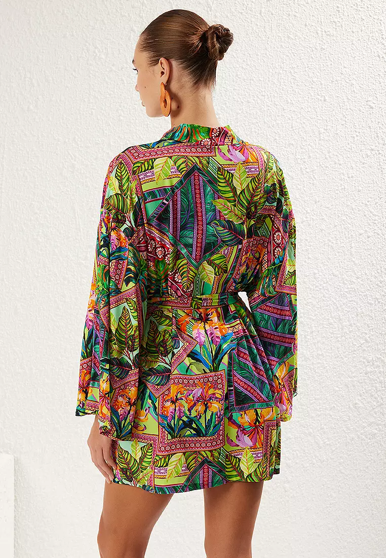 迷你梭織沙灘和服