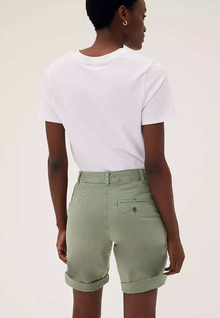 Cotton Rich High Waisted Chino Shorts