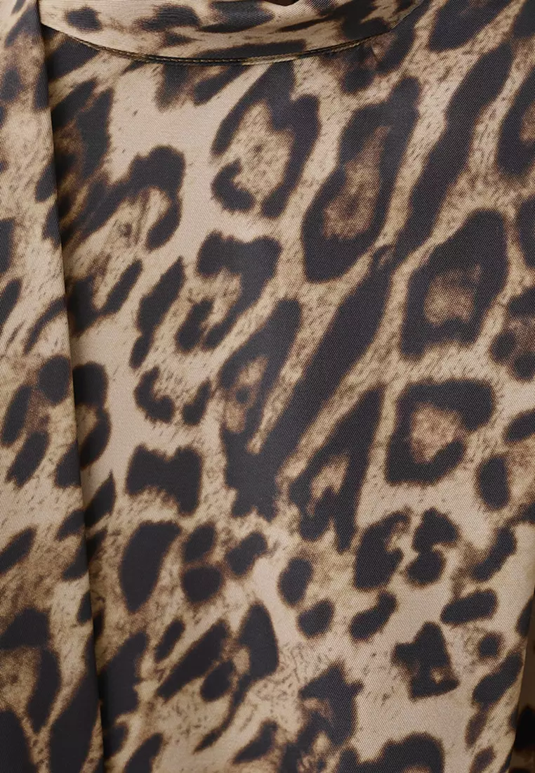 Animal-Print Blouse With Scarf