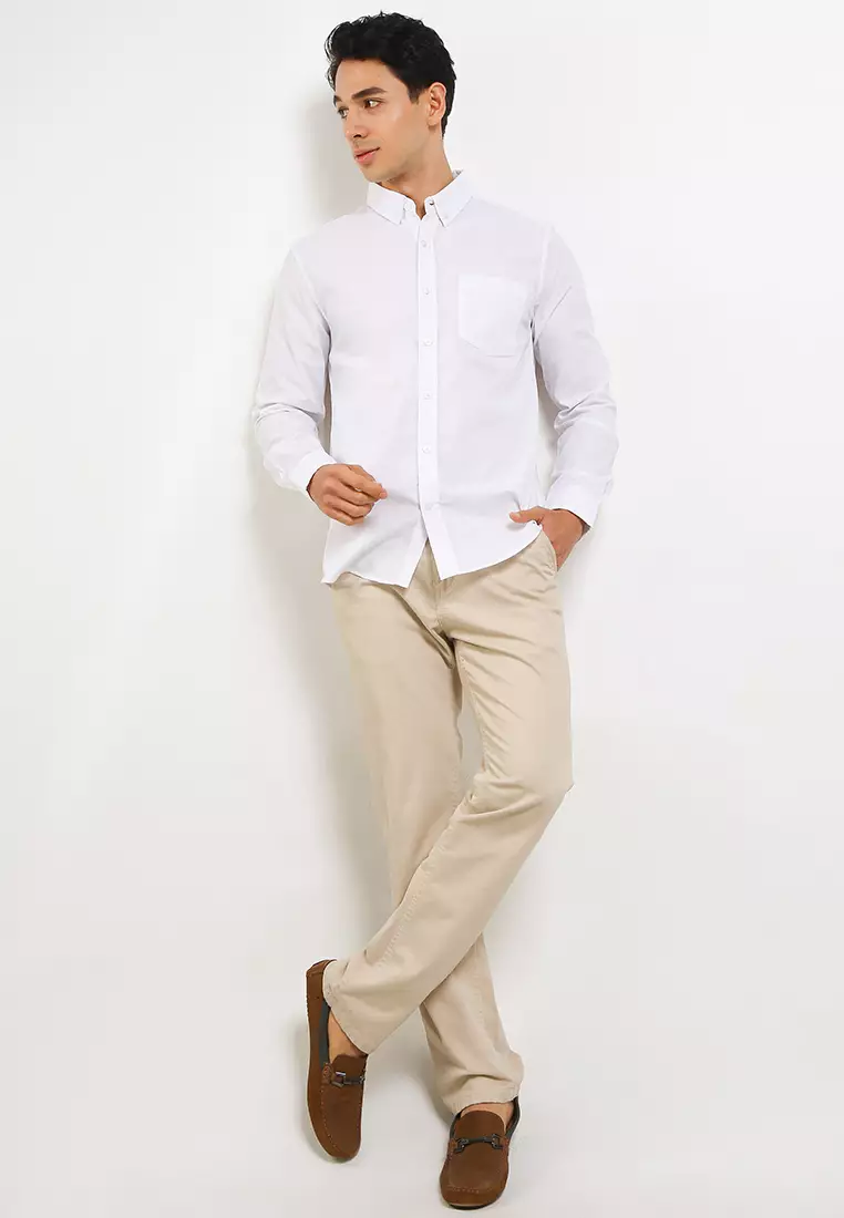 Cotton Well Long Sleeve Oxford White | Kemeja Lengan Panjang Basic Polos Putih