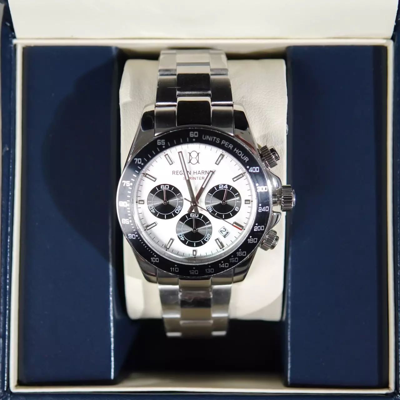 Jam Tangan REGAN HARNEY RH 008-02 SPRINTER WHITE STAINLESS STEEL WATCH 100% ORIGINAL - OS