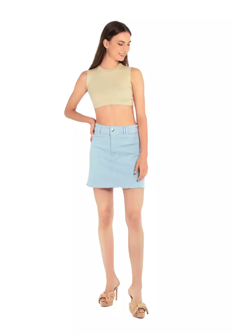 Sky Blue Denim Mini Skirt