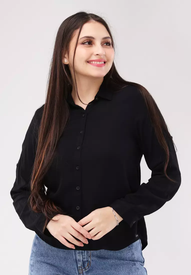 Single Twill Woven Long Sleeves Blouse