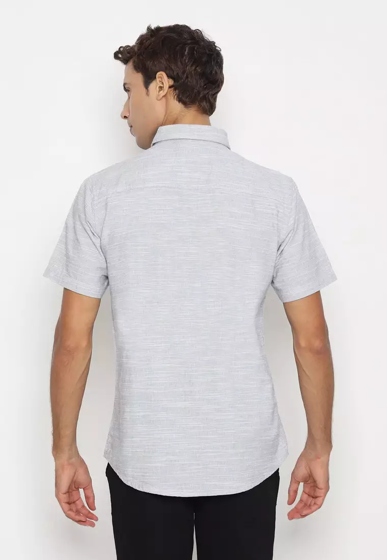 RBJ Kemeja Polos Cotton Abu Slim Fit Pria