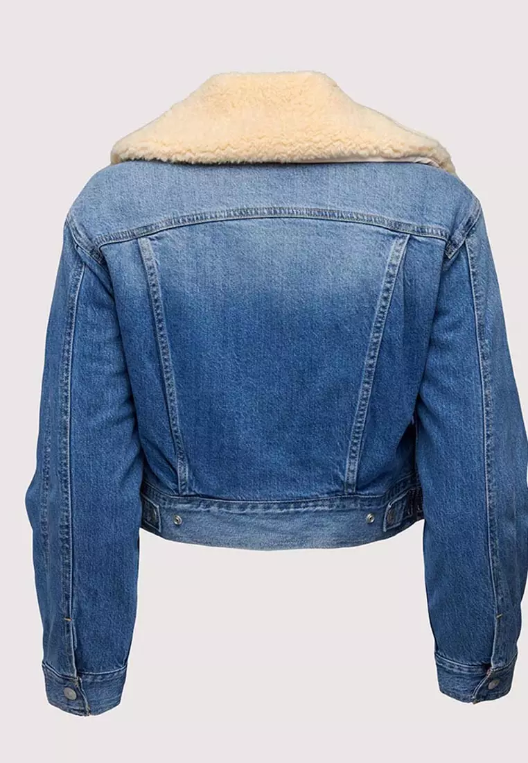 Levi's®  Warm 系列毛領短版牛仔外套 |女裝