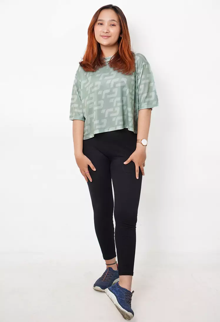 LSB32 baju olahraga wanita crop top oversize big size gym aerobic zumba poundfit senam hijau sage