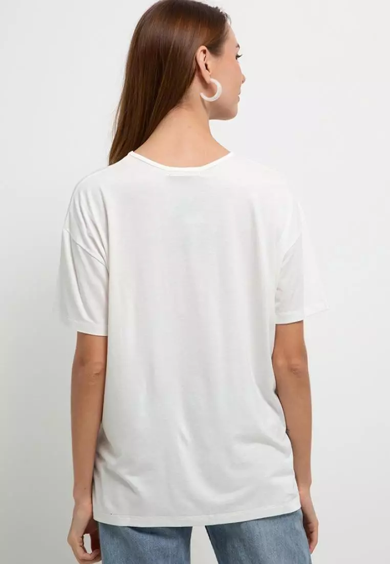 LTD90 MM Kaos Oversize Wanita Distro Katakana Straight Putih