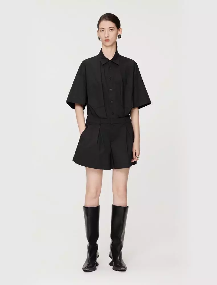 Short Sleeve Collared Utility Jumpsuit