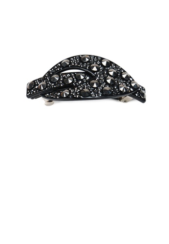 Glamorousky black Fashion Temperament Leaf Black Hair Slide with Cubic Zirconia 8E239AC3878613GS_1
