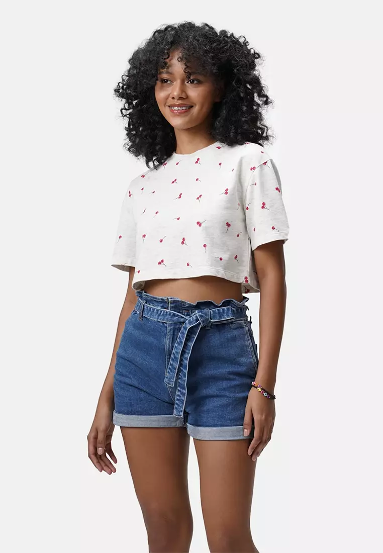 Forever 21 cherry top print crop top