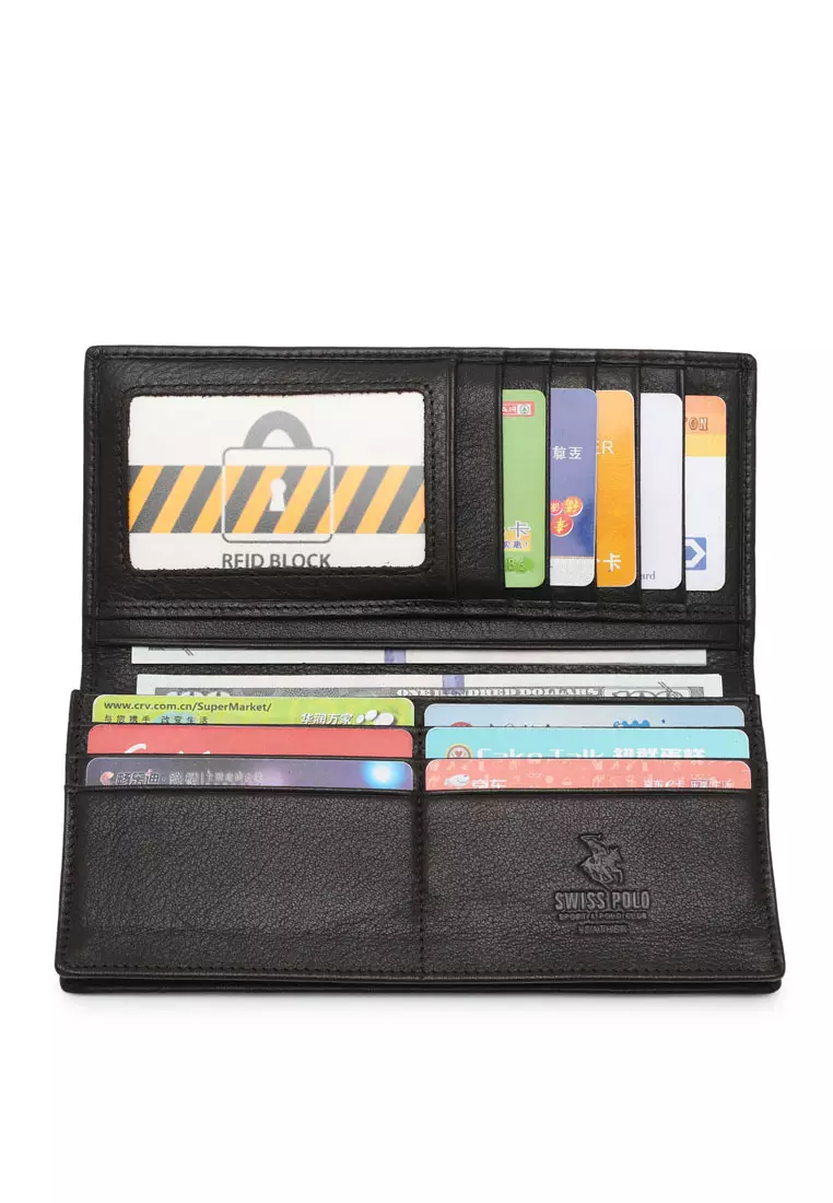 Men's Genuine Leather RFID Blocking Long Wallet (Dompet Panjang Kulit Asli RFID Pria) - Cokelat