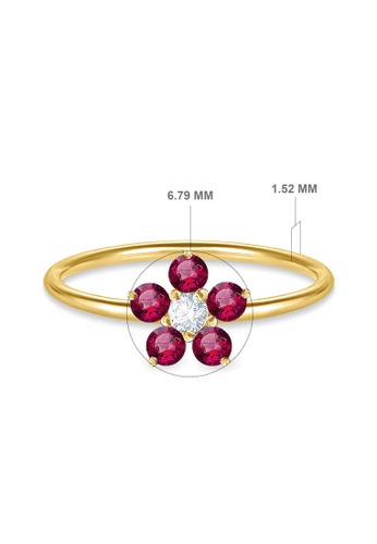 Aquae Jewels yellow Ring Fairy Flower Precious Stones, 18K Gold And Diamond - Yellow Gold,Ruby 9FE3EAC37444FFGS_1
