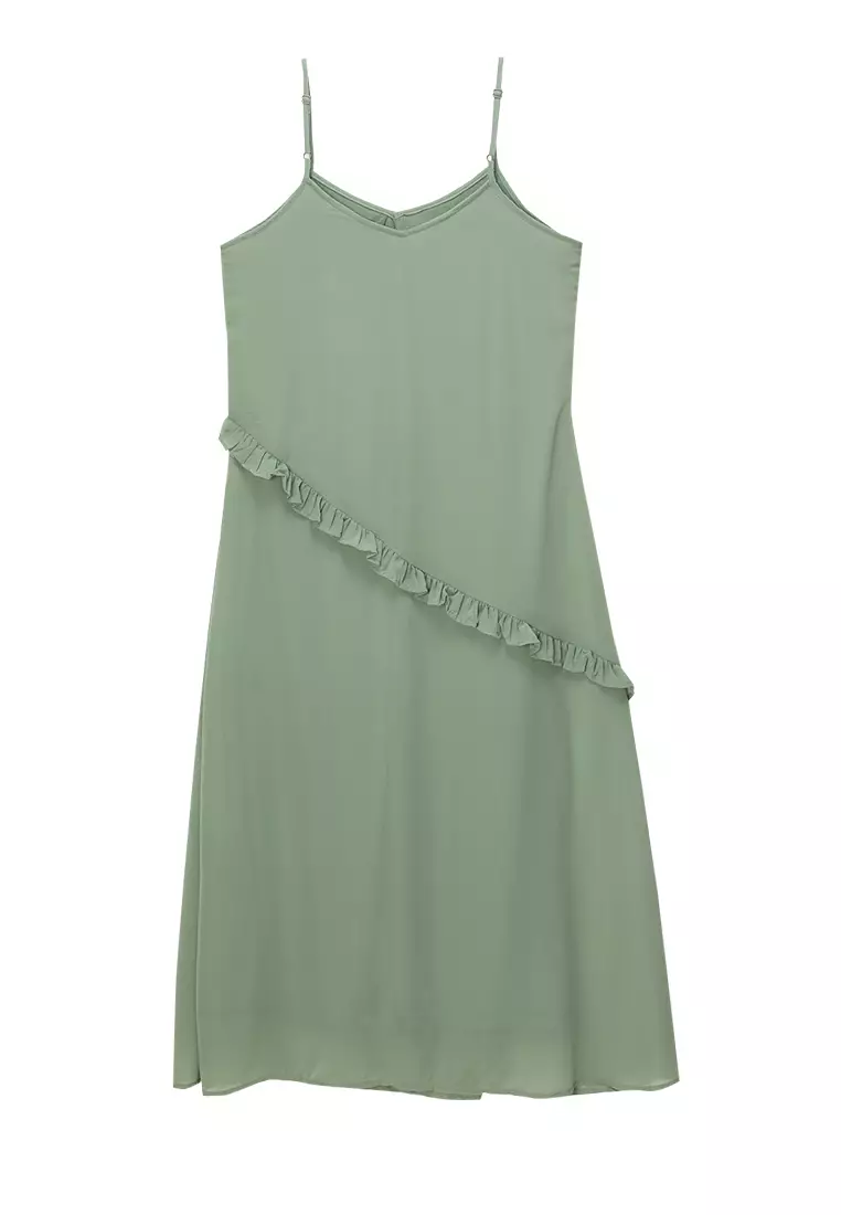 Star Life Strap Frill Midi Dress