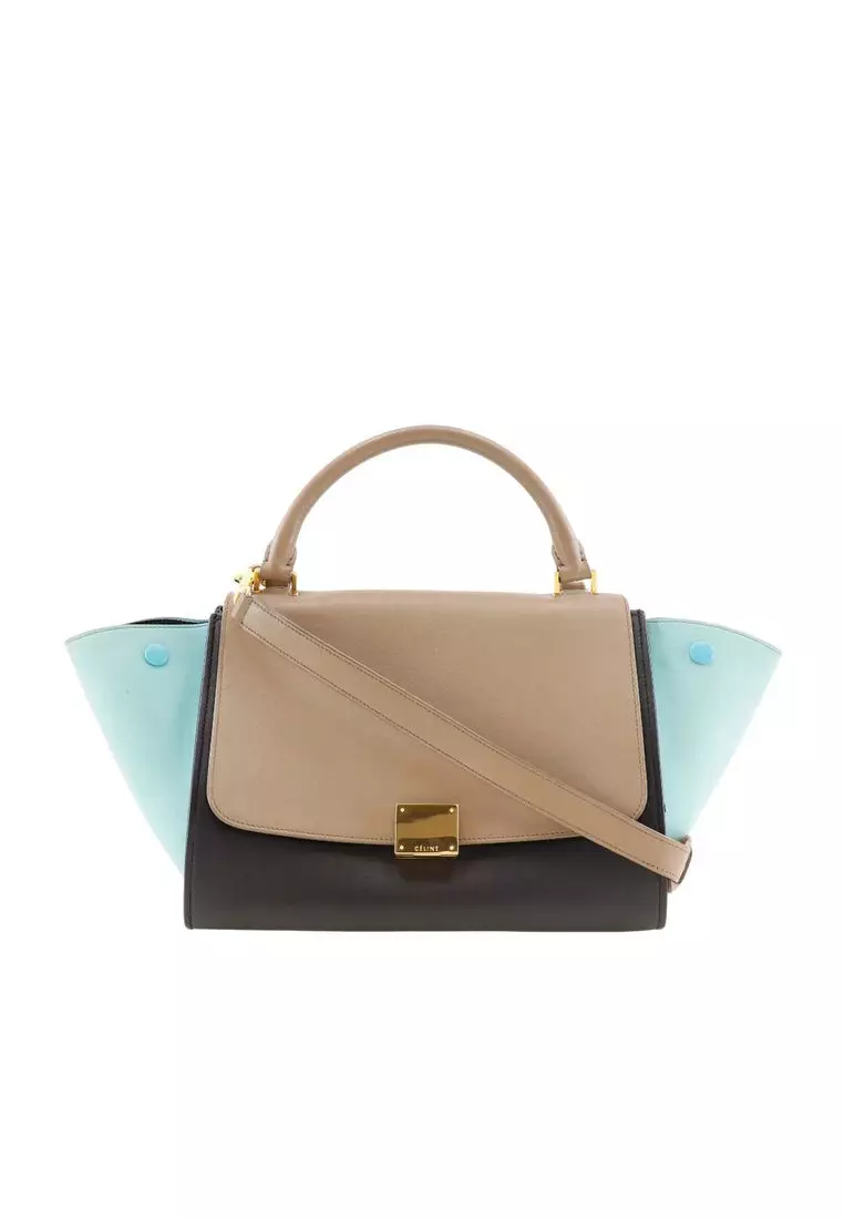 Buy CELINE Pre-Loved Celine Small Tricolor Leather Trapeze Satchel