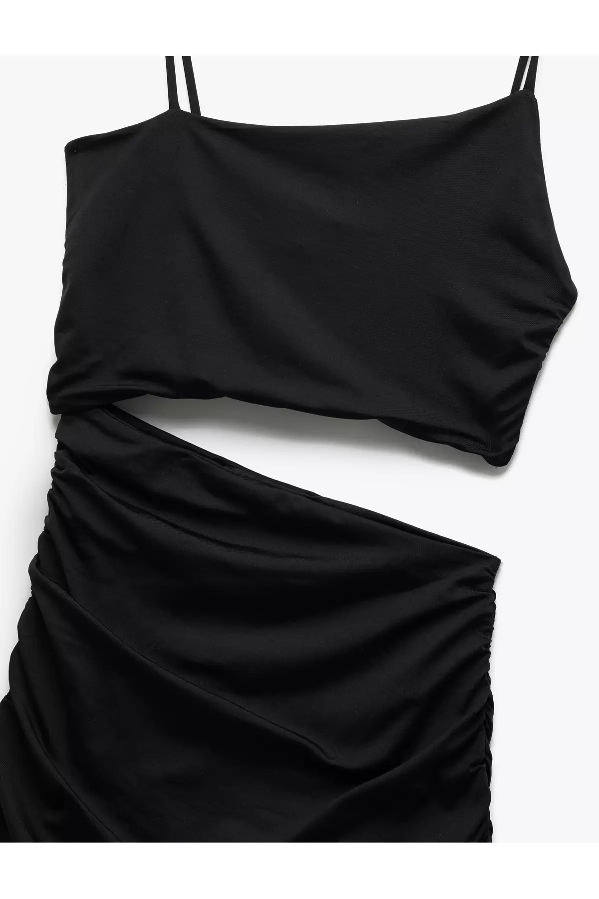 Slim Strap Side Window Detail Midi Bodycon Dress