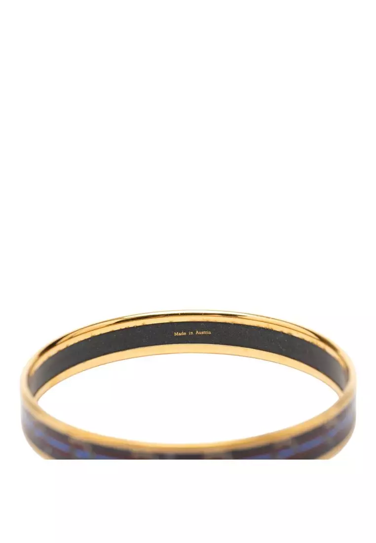 Pre-Loved Hermès Narrow Horse Horseshoe Cloisonne Enamel Bangle 62