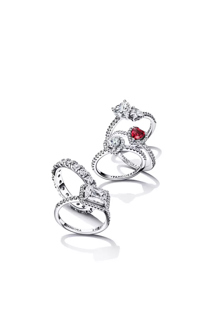 Pandora Elevated Red Heart Ring