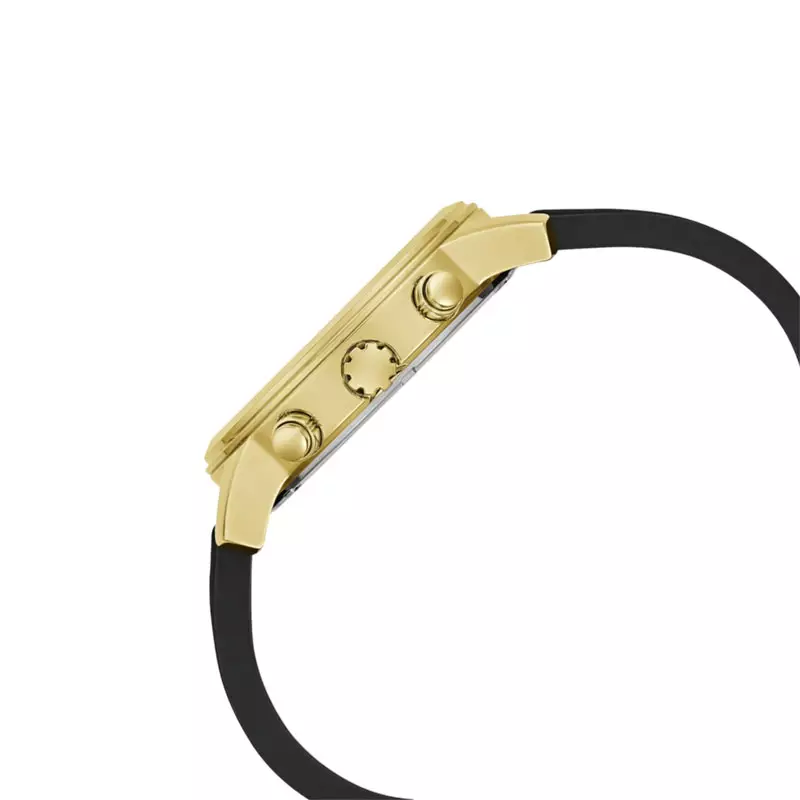 Jam Tangan Pria Guess GW0708G2 Men Chronograph Green Dial Gold Black Rubber Strap