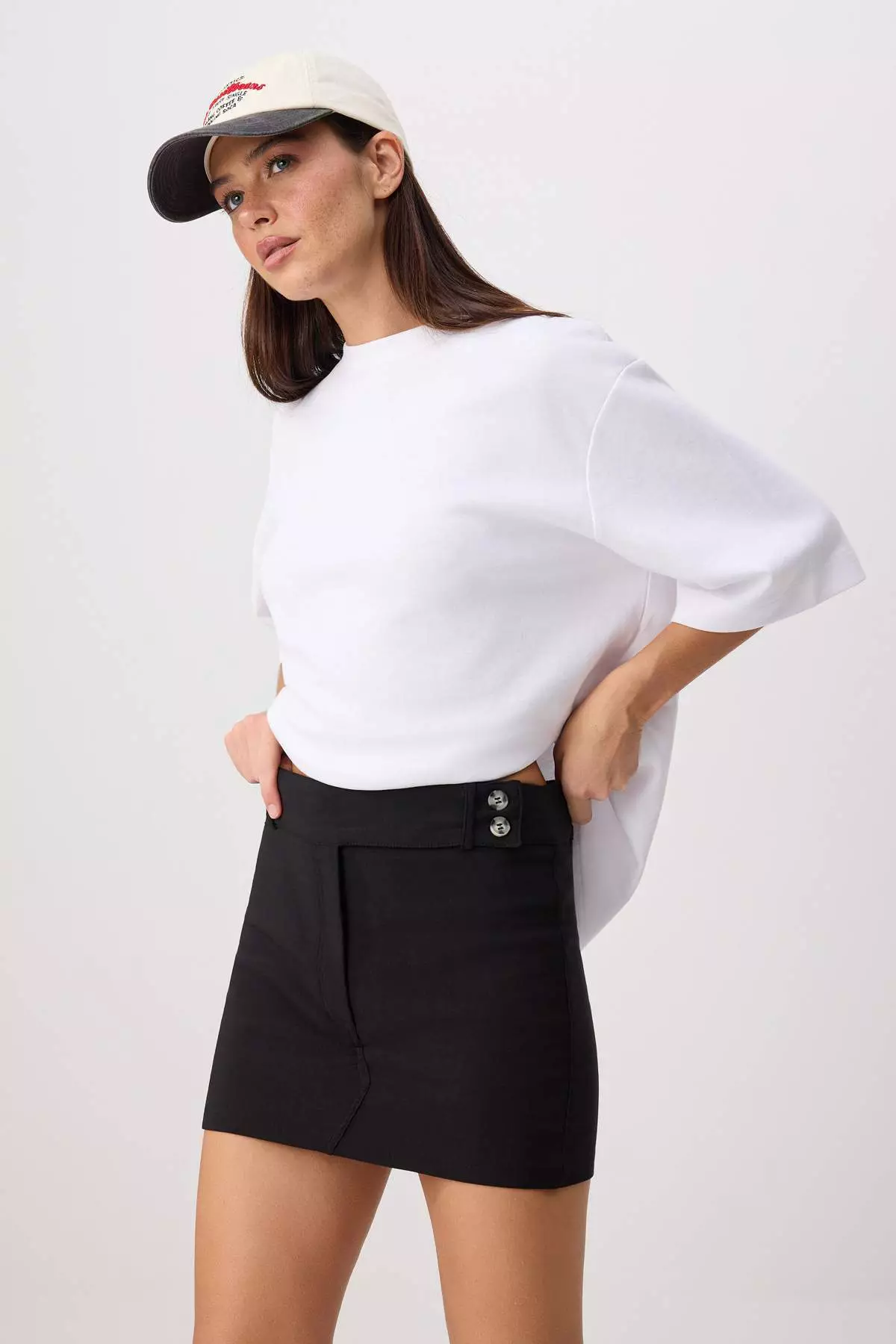 Black Mini Stretchy Fabric Shorts Skirt Shorts & Bermuda Twoss26Sr00232