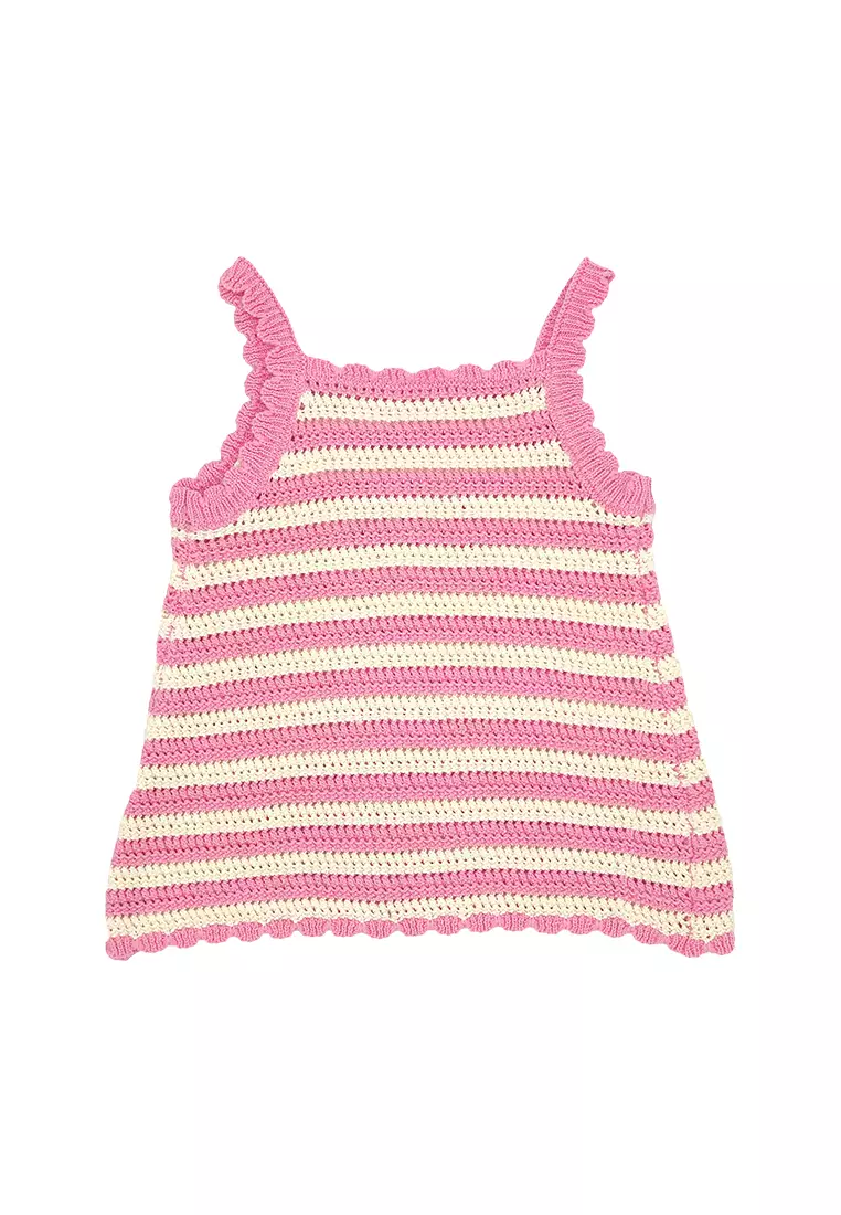 Girls Licensed Crochet Tank Top - Pink Stripes
