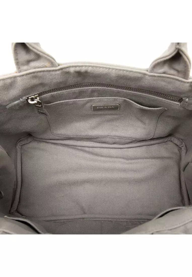 Pre-Loved Prada Small Denim Canapa Bijoux And Grommet Satchel