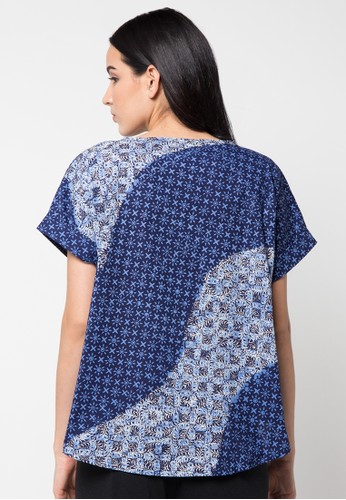 Jual Batik  Aksen Tropis Blouse  Engkol Pendek Original 