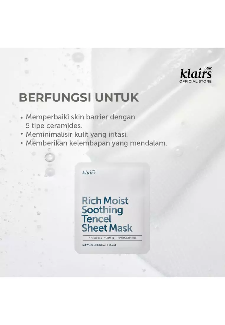 Dear Klairs Rich Moist Soothing Tencel Sheet Mask 25ml