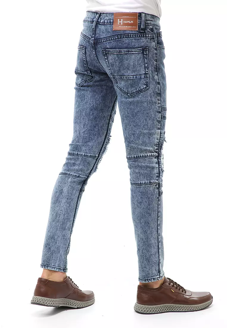 Locko Long Pants Celana Panjang Ripped Jeans Pria Material Denim ORIGINAL - Navy Snow