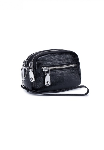 HAPPY FRIDAYS black Full Grain Leather Double-Zip Multi-Purpose Pouch JW AN-9933 A1246AC07DC89CGS_1