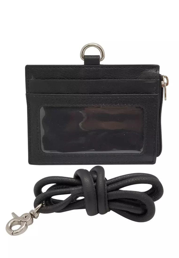 Oxhide Leather Lanyard / ID card holder - JG4164LS -BLK