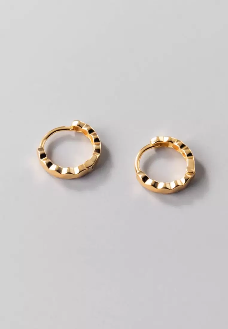925 Silver Plated Gold Polygon Hoop Earrings JW AR-M00627