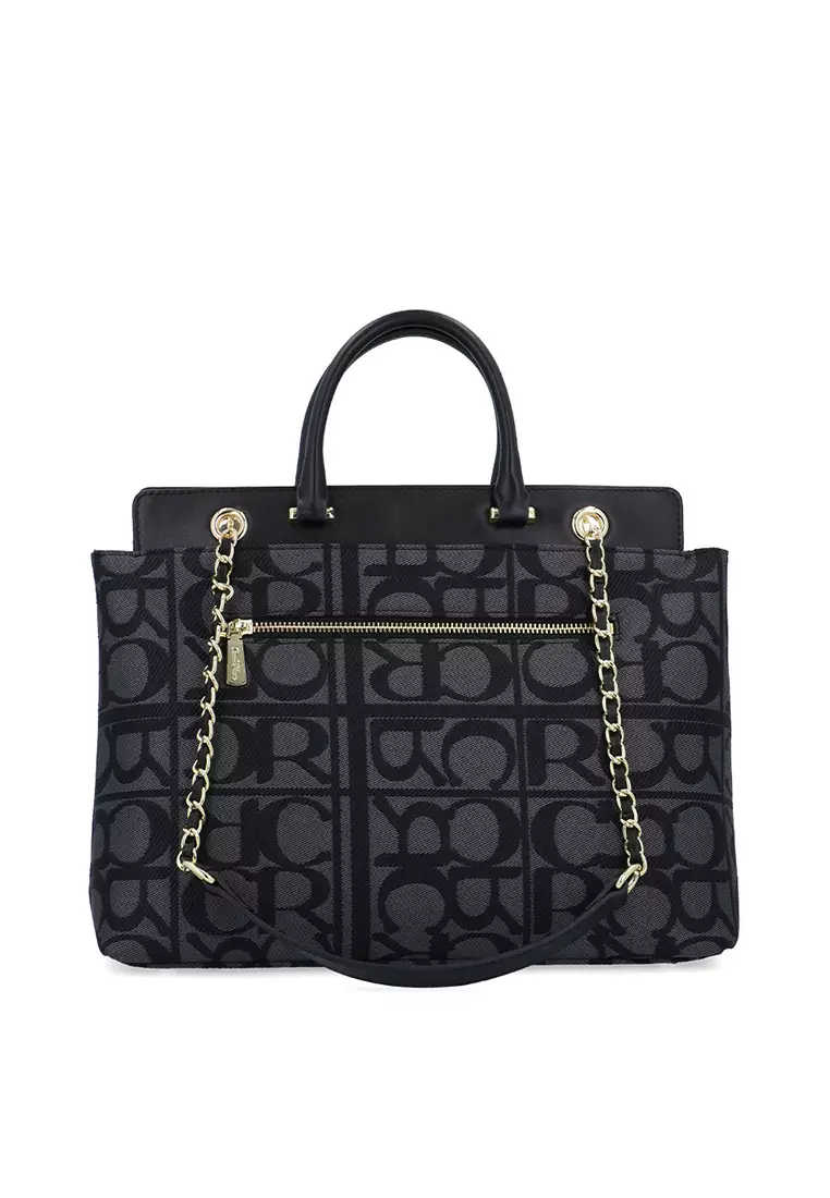 Carlo GEO Jacquard Tote Bag - Black