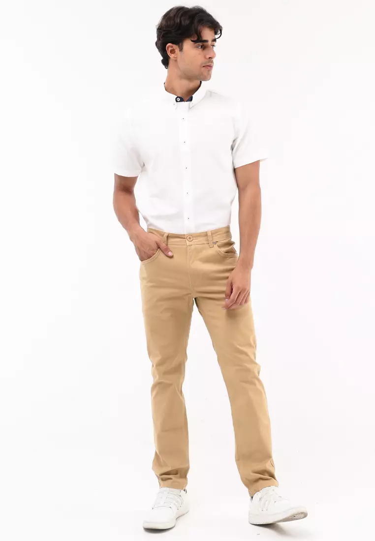 Colored Long Pants Slim Tapered Stretch