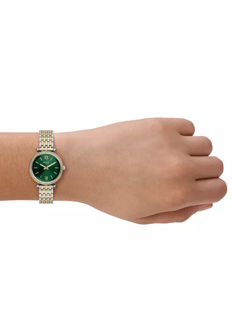 Fossil Women's Carlie Analog Watch ( ES5439 ) - Quartz, Gold Case, Round Dial, 12 MM Two Tone Stainless Steel Band