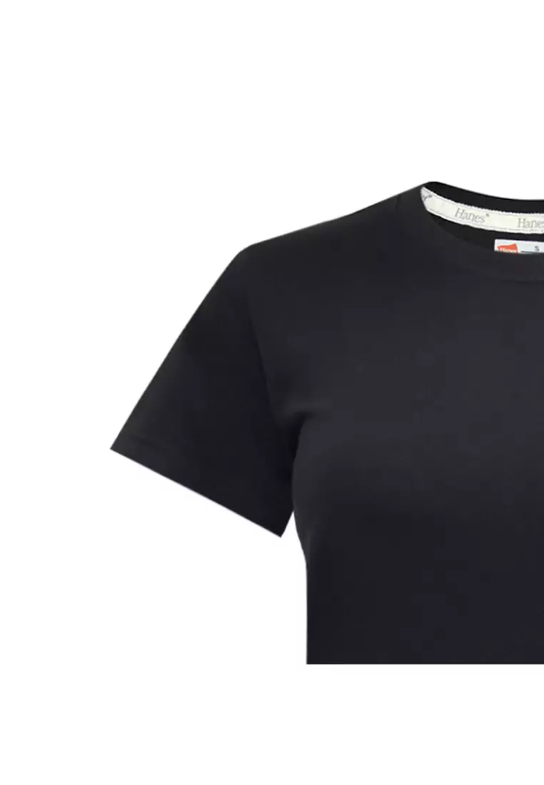 Ladies Black Round Neck T-Shirt
