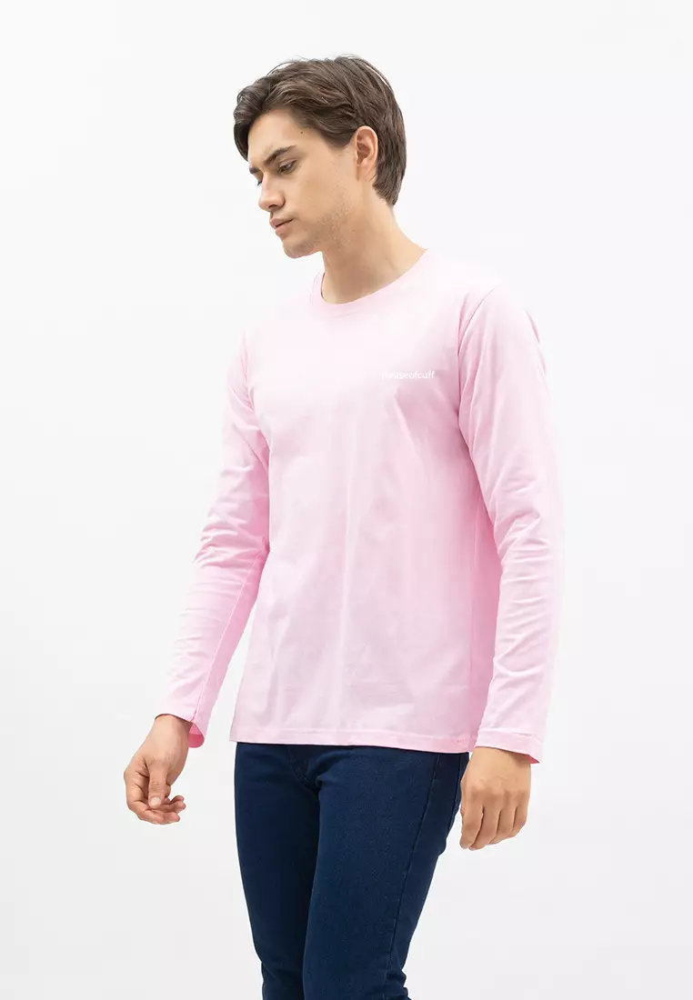 Houseofcuff Kaos Cotton Combed Lengan Panjang Pria Baby Pink