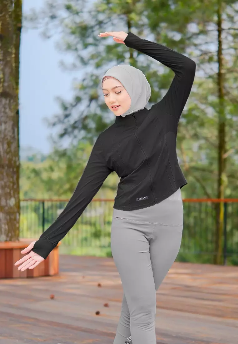 Zelena - Cleo Dryfit Jacket | Jaket Olahraga Wanita Slim Fit - Black