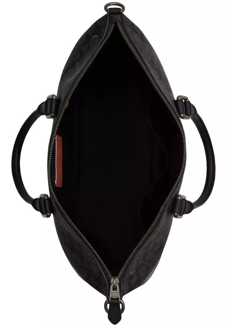 Caleb Work Bag In Signature Canvas - Charcoal/ Black CY770