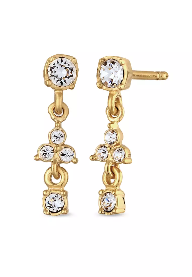 Earrings Stud Glamour Gold Plated Embellished With Crystals By Swarovski®