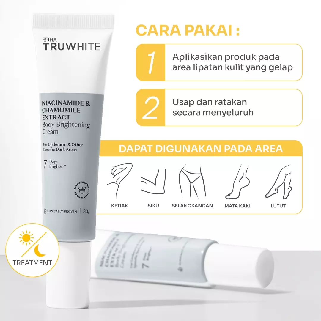 ERHA Truwhite Niacinamide & Chamomile Extract Body Brightening Cream 30G - Krim Pencerah