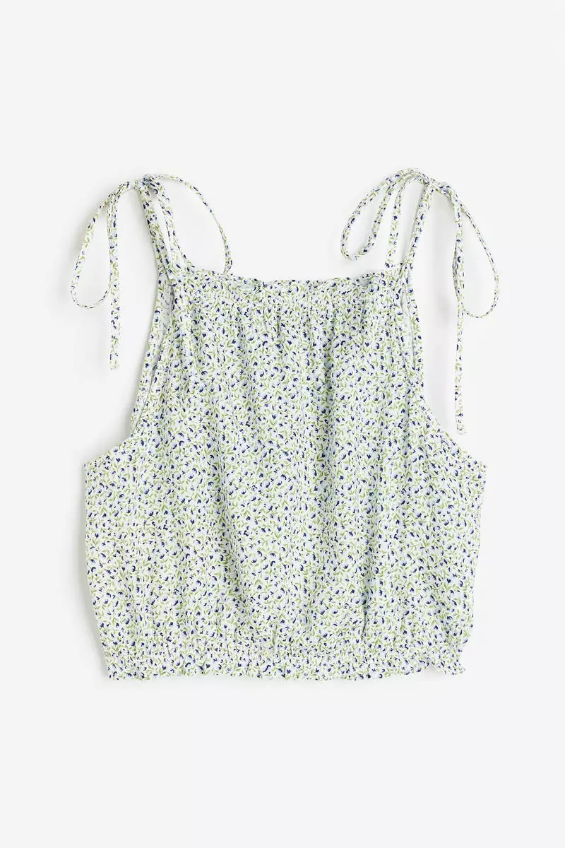 Buy H&M Tie-strap frill-trimmed top 2023 Online | ZALORA Singapore