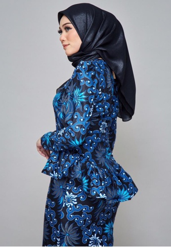 Buy CHYARA 3.0 - Batik Peplum Afia for Lady from ROSSA COLLECTIONS in Black and White and Navy at Zalora