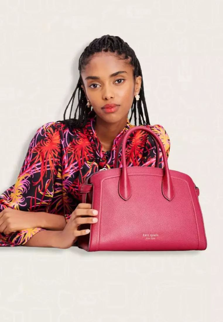 Kate Spade Knott Colorblocked Medium Zip Top Satchel Red