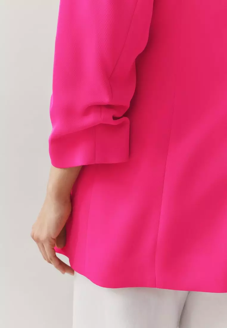 Relaxed Ruched Sleeve Blazer