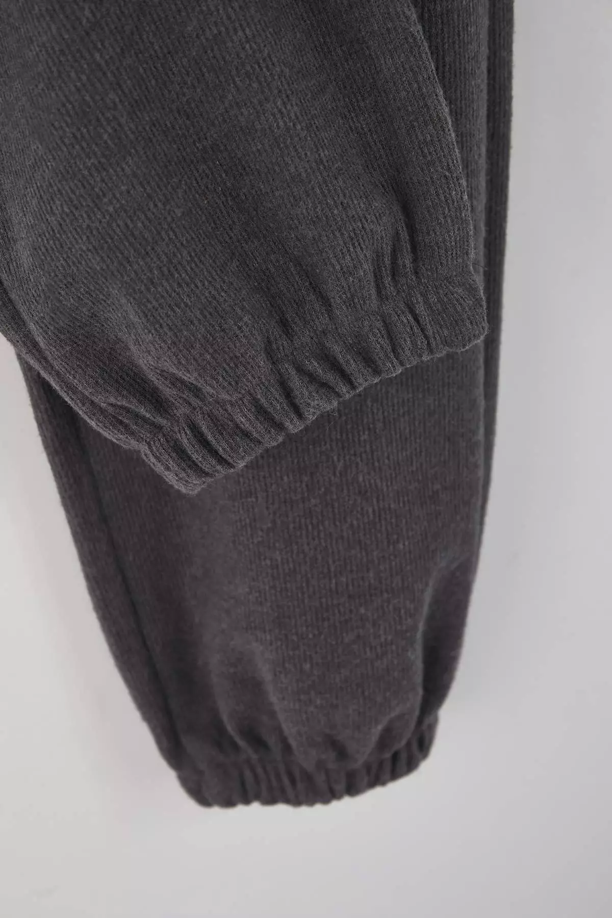 Anthracite Regular Cut Elasticated Leg Soft Touch Textured Knitted Pajama Bottoms