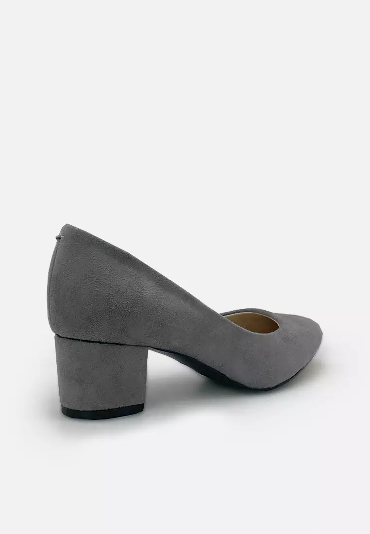 Blanche Pointed Toe Pumps Sepatu Block Heels Wanita