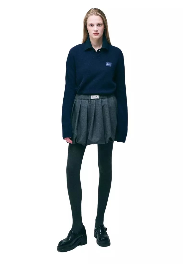 Raccoon Blended V Neck Square Logo - Navy