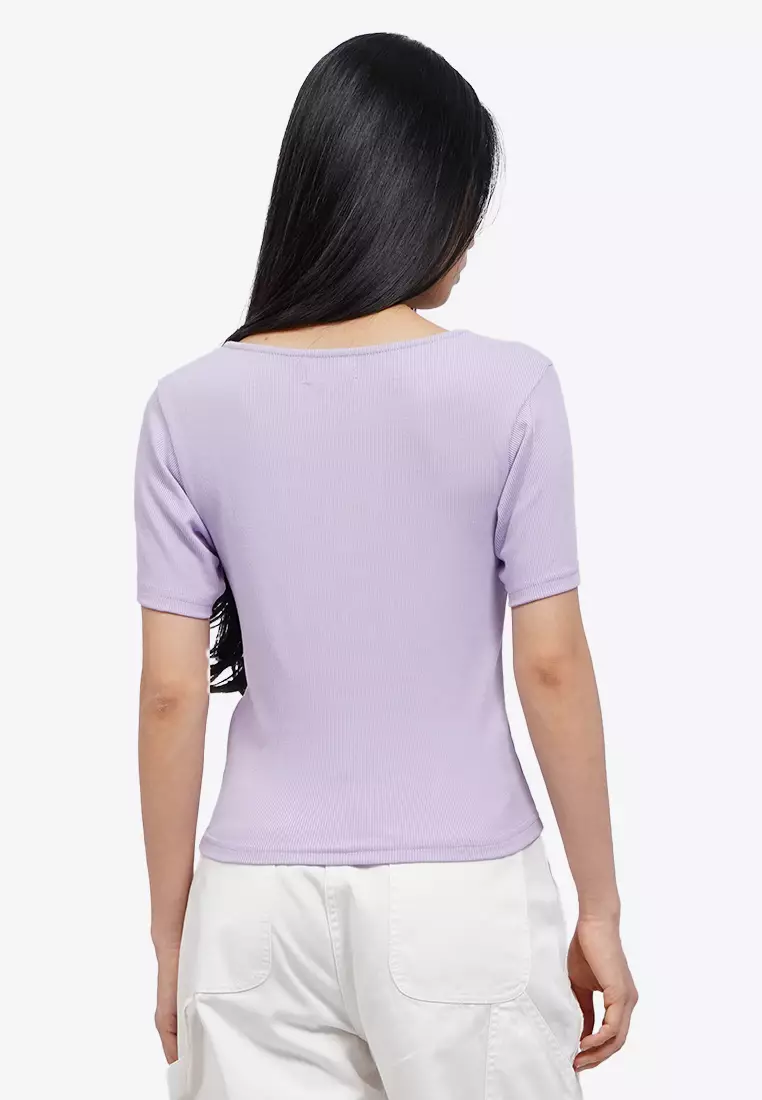 Square Neck Rib T-Shirt